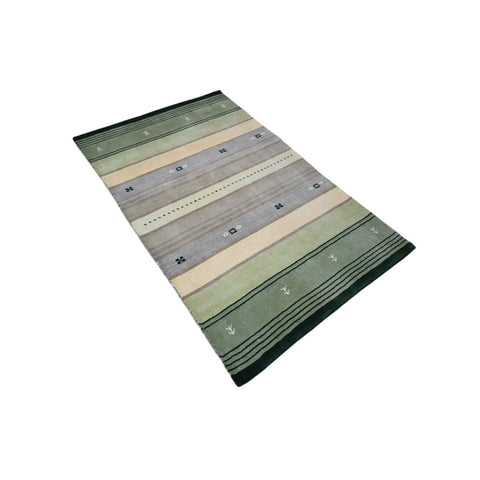 Groen Gabbeh vloerkleed - 147x90 cm - HANDGEMAAKT