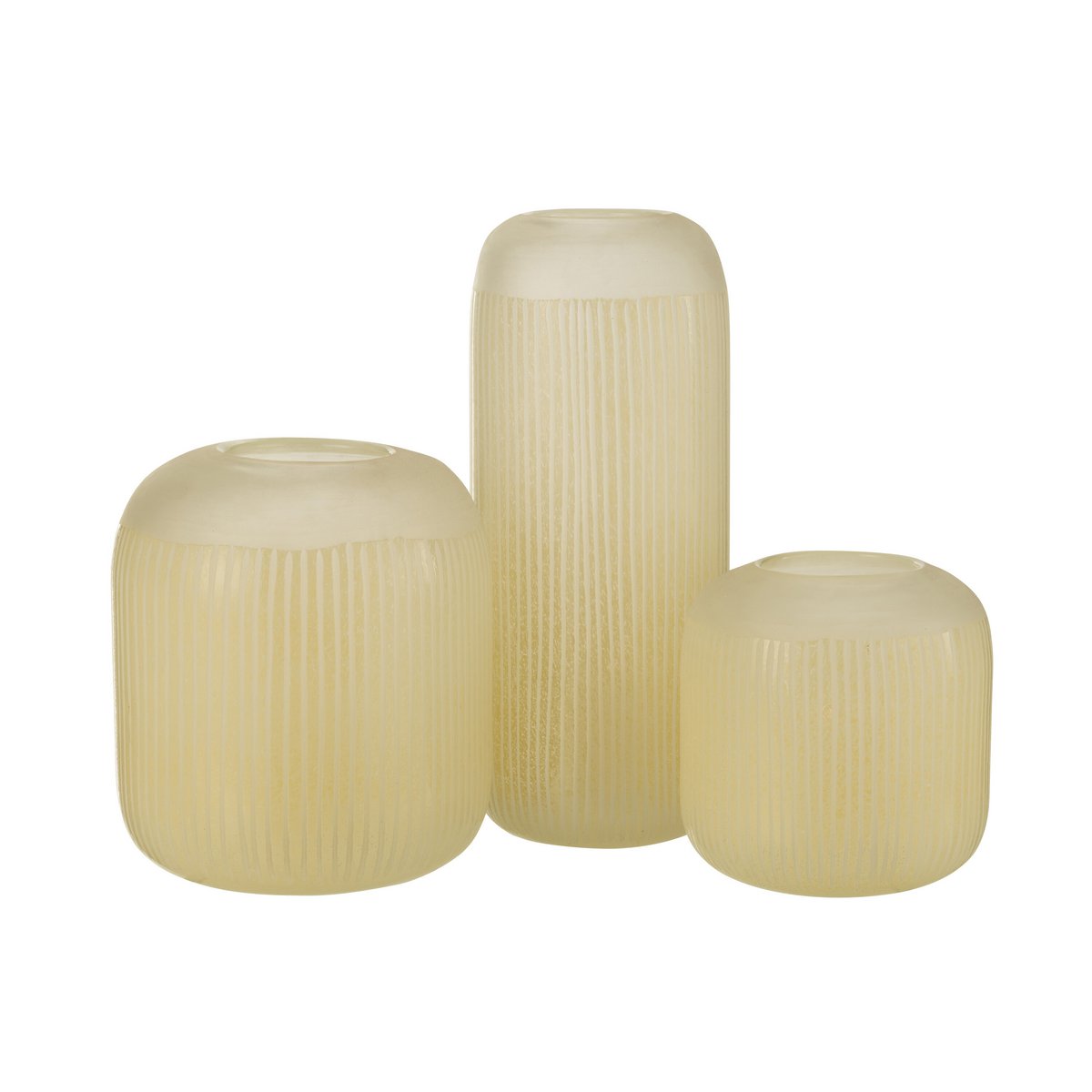 J-Line vaas Strepen - glas - lichtgeel - large