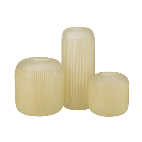 J-Line vaas Strepen - glas - lichtgeel - large
