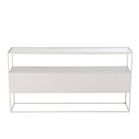 J-Line Console Vierkant Metaal/Glas Wit