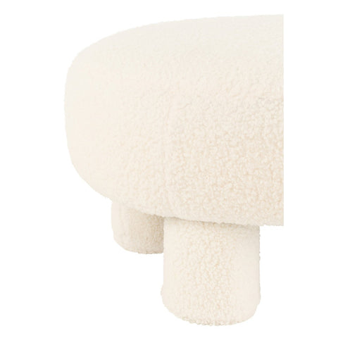 J-Line Kruk Rond Teddy Voeten Bouclé Wit