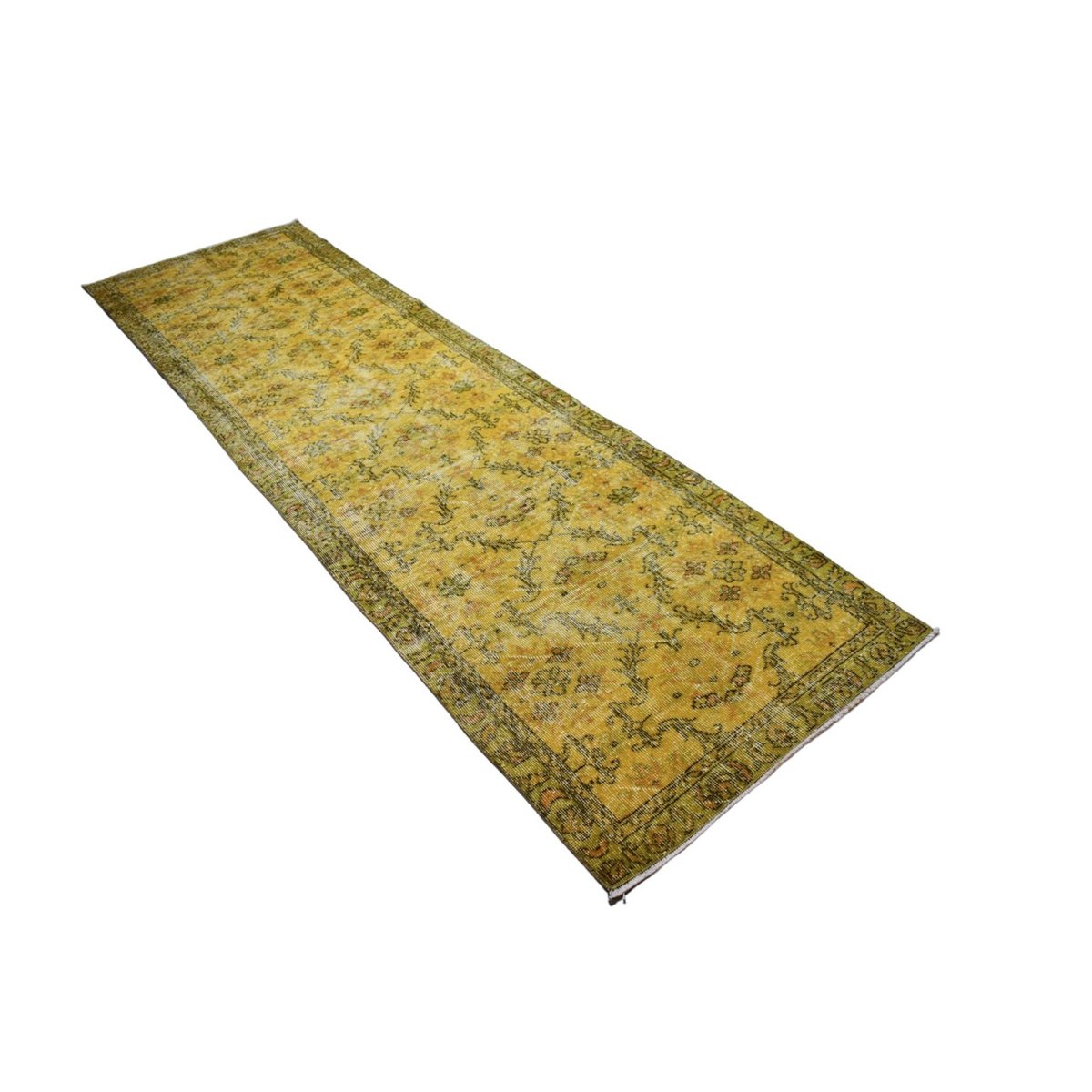 Geel vintage loper - 327x92 cm - HANDGEMAAKT