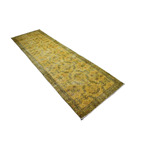 Geel vintage loper - 327x92 cm - HANDGEMAAKT