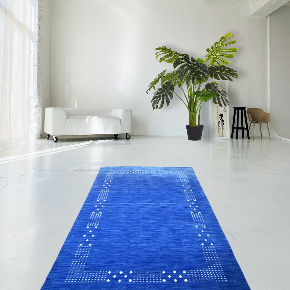 Blauw Gabbeh vloerkleed - 215x140 cm - HANDMADE