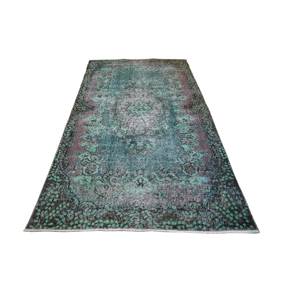 Turquoise vintage vloerkleed - 206x115 cm - HANDGEMAAKT