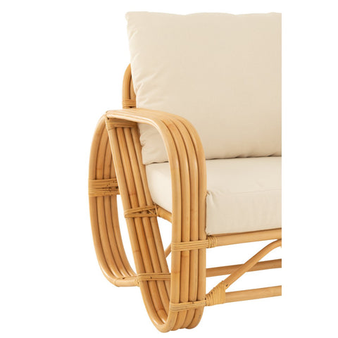 J-Line armstoel + kussen - jute/textiel - naturel/wit