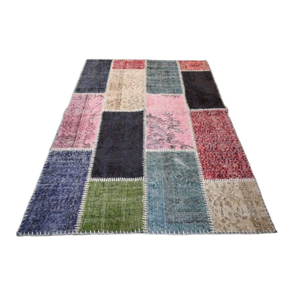 Patchwork vloerkleed - 170x116 cm - HANDGEMAAKT