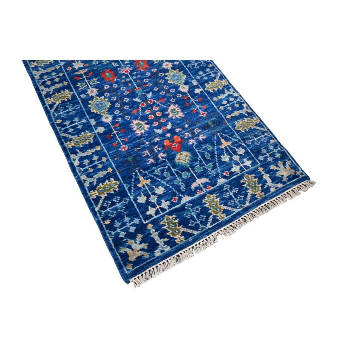 Blauwe Azeri loper - 300x80 cm - HANDGEMAAKT