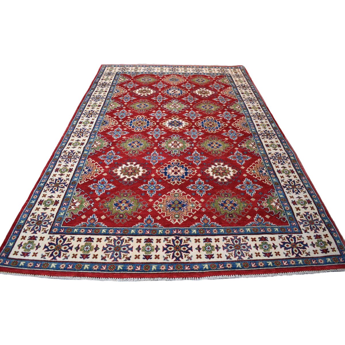 Rood kazak vloerkleed - 300x196 cm - HANDGEMAAKT