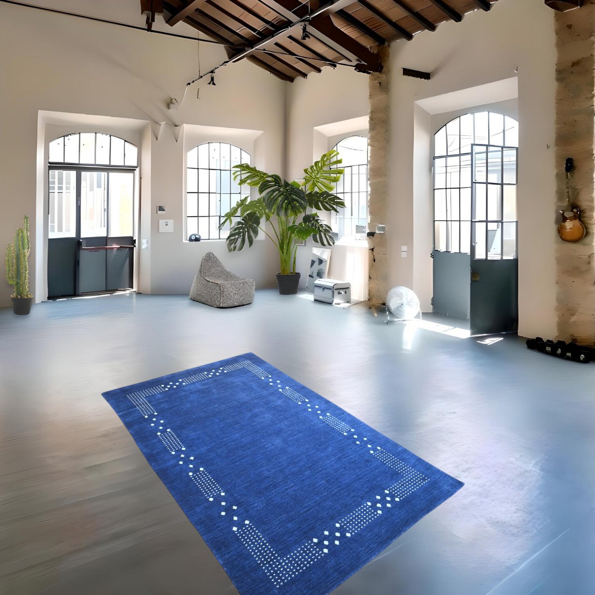 Blauw Gabbeh vloerkleed - 215x140 cm - HANDMADE