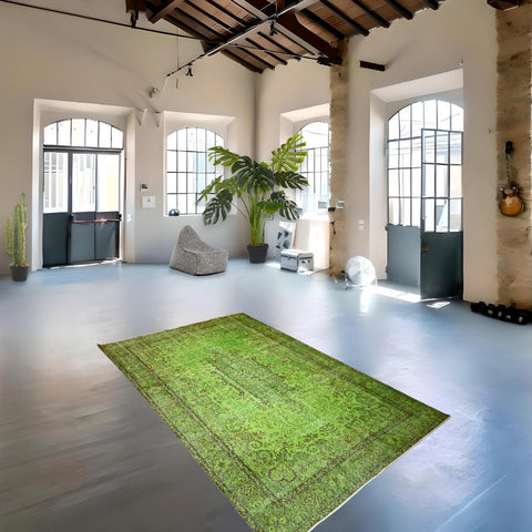 Groen vintage vloerkleed - 285x174 cm - HANDGEMAAKT