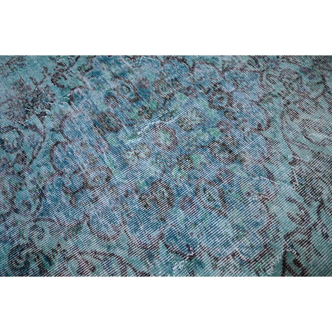 Rond Turquoise vintage vloerkleed - 167 cm - HANDGEMAAKT