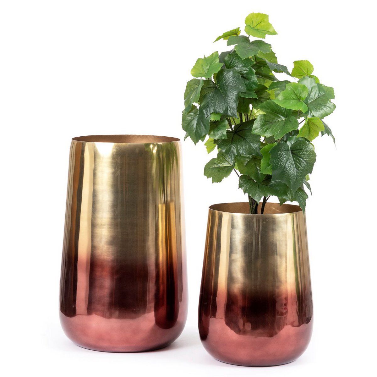 De tweekleurige koperen plantenbak - Messing - L