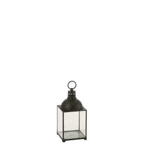 J-Line lantaarn Hagrid - glas/ijzer - zwart - small