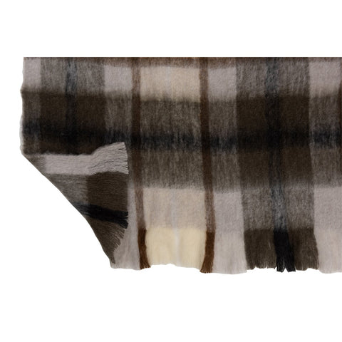 J-Line Plaid ruit - polyester - bruin/ grijs/ wit - 190 x 136 cm