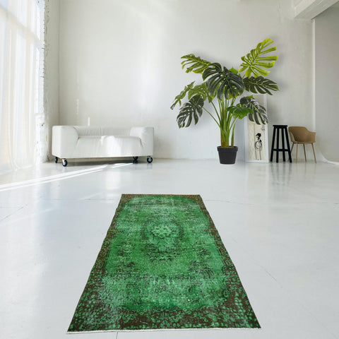 Groen vintage vloerkleed - 196x108 cm - HANDGEMAAKT