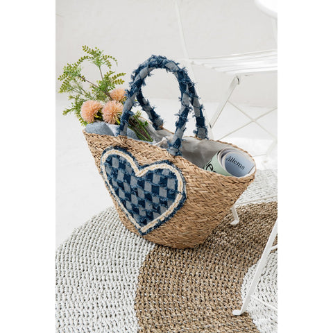 J-Line tapijt Rond - zeegras - wit/naturel - small