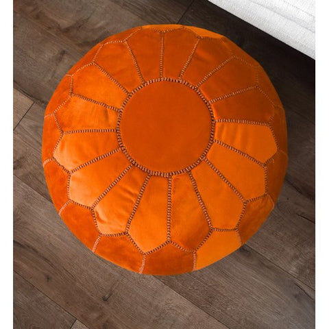 Fluwelen poef - oranje
