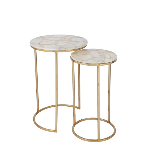 J-Line bijzettafel Kwarts - steen/metaal - wit/goud