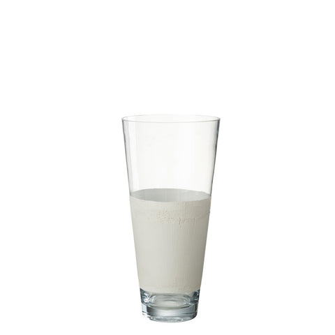 J-Line vaas Delph - glas - transparant/wit - medium