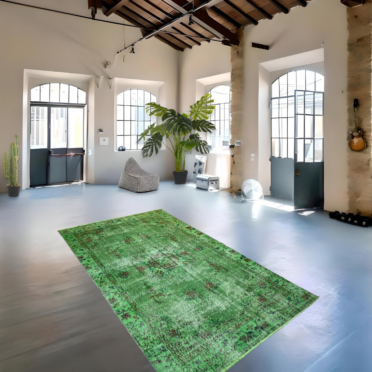 Groen vintage vloerkleed - 280x160 cm - HANDGEMAAKT