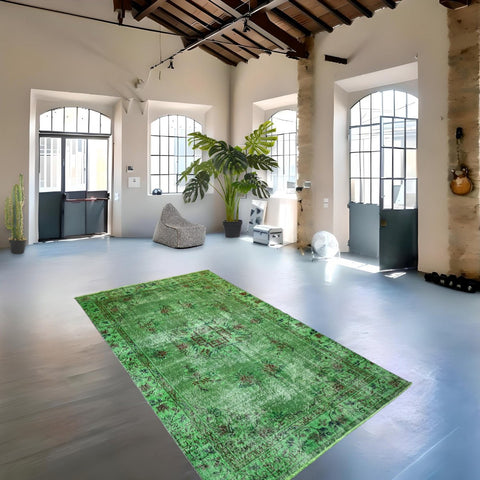 Groen vintage vloerkleed - 280x160 cm - HANDGEMAAKT