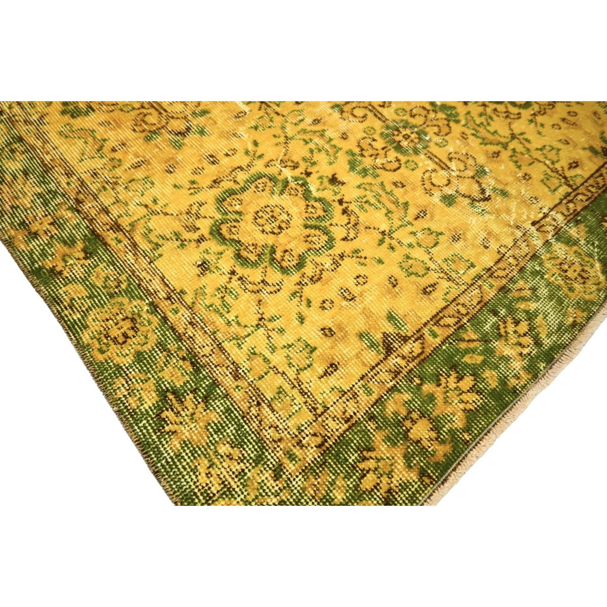 Geel vintage vloerkleed - 188x107 cm - HANDGEMAAKT