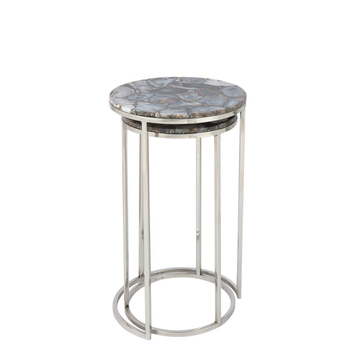 J-Line bijzettafel Agaat - steen/metaal - grijs/zilver