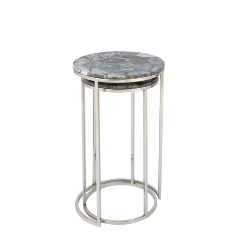 J-Line bijzettafel Agaat - steen/metaal - grijs/zilver