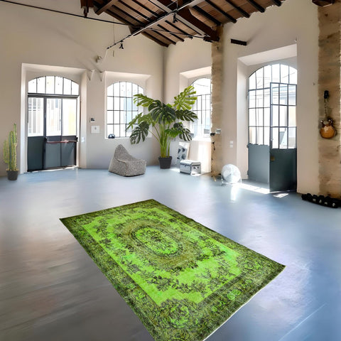 Groen vintage vloerkleed - 288x176 cm - HANDGEMAAKT