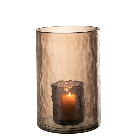 J-Line Windlicht Dubbel Glas Oker Large