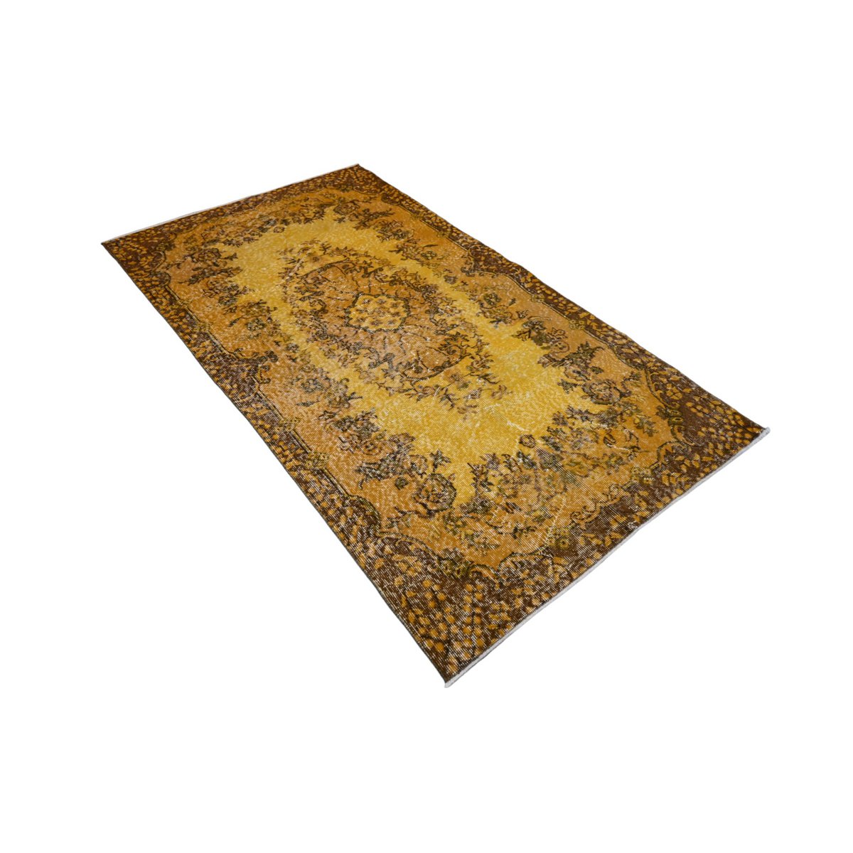 Geel vintage vloerkleed - 205x117 cm - HANDGEMAAKT