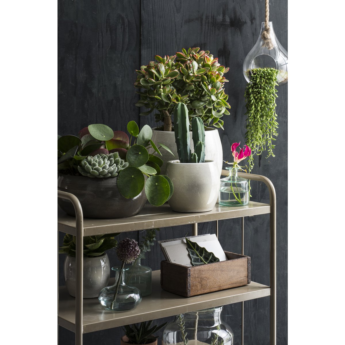 Lester Bloempot - H35 x Ø38 cm - Terracotta - Lichtgrijs