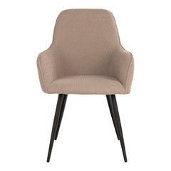 Harbo Dining Chair - Eetkamerstoel in bouclé, beige met zwarte poten, HN1233 - Set van 2