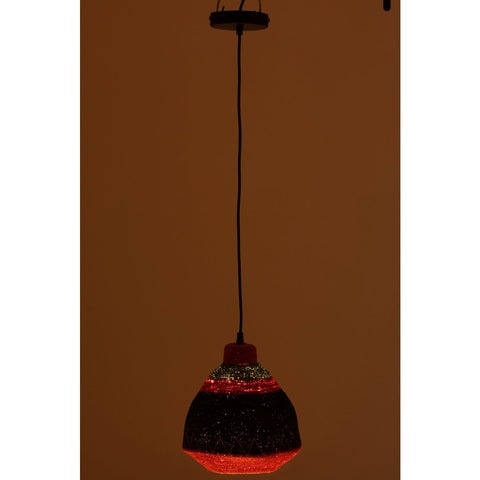 J-Line Hangende Lamp Strepen+Zigzag Onderkant Zeegras Mix