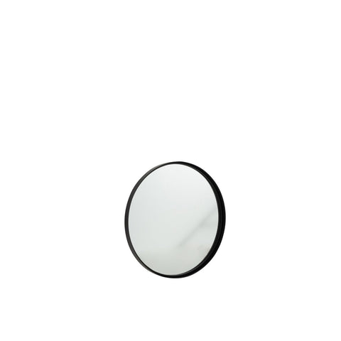 J-Line spiegel Rond Hoge Rand - metaal/glas - zwart - small