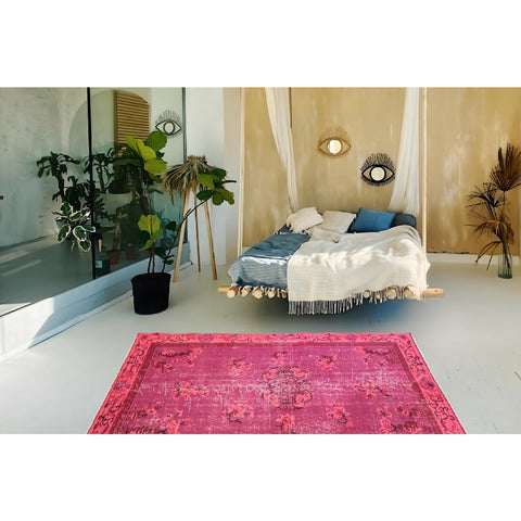 Roze vintage vloerkleed - 200x115 cm - HANDGEMAAKT