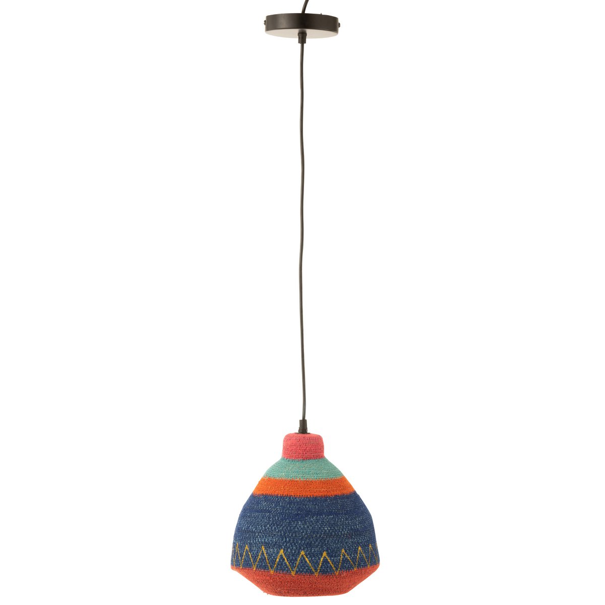 J-Line Hangende Lamp Strepen+Zigzag Onderkant Zeegras Mix