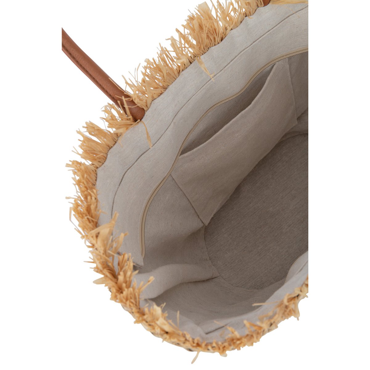 J-Line Strandtas Blad Jute Naturel/Wit