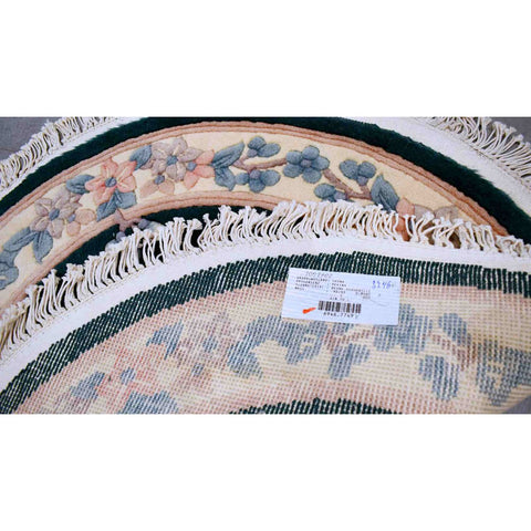 Rond Aubusson vloerkleed - 93x93 cm - HANDGEMAAKT